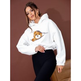 MOLLY TEDDY rövid kapucnis pulóver, fehér